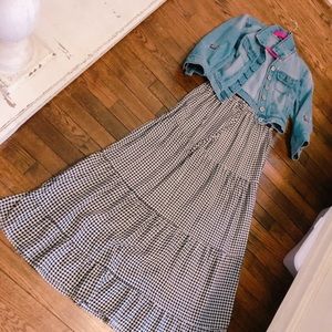 Gingham Maxi Skirt 
Elastic waist